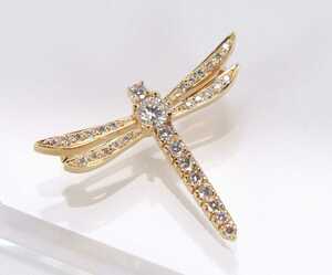 CAK23 / K18 стрекоза брошь бриллиант 0.23ct 0.40ct 3.77g brilliant cut Dragonfly булавка высококлассный ювелирные изделия 18 золотой Dragonfly