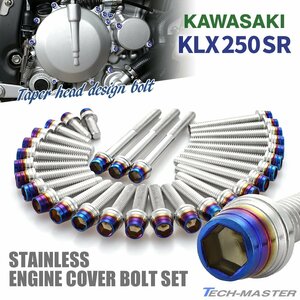 KLX250SR エンジンカバー クランクケース ボルト 30本セット ステンレス製 シルバー×焼きチタンカラー TB8711