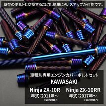 ニンジャ ZX-10R/RR Ninja エンジンカバー クランクケース ボルト 29本セット ステンレス製 テーパーシェルヘッド 焼きチタンカラー TB8828_画像2