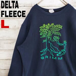 w37 US古着 DELTA FLEECE スウェット GRIMM 木 アニマル L相当 メンズ　レディース　トレーナー