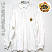 BURBERRYS■ロゴワッペン長袖ポロシャツ ロングTシャツ　バーバリーズ イングランド製　L　メンズ　レディース　オーバーサイズ_画像1