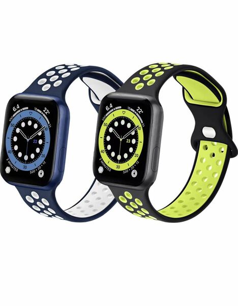 Apple Watch バンド, スポーツベルトシリコン 多空気穴通気性 アップルウォッチ バンド　2本セット38/40/41mm