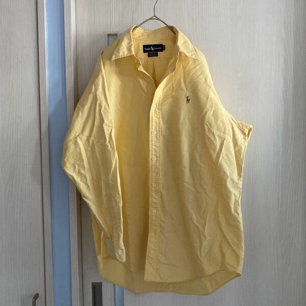 ラルフローレン 長袖ワンポイント刺繍ロゴカラーポニーシャツ 黄色BDシャツ