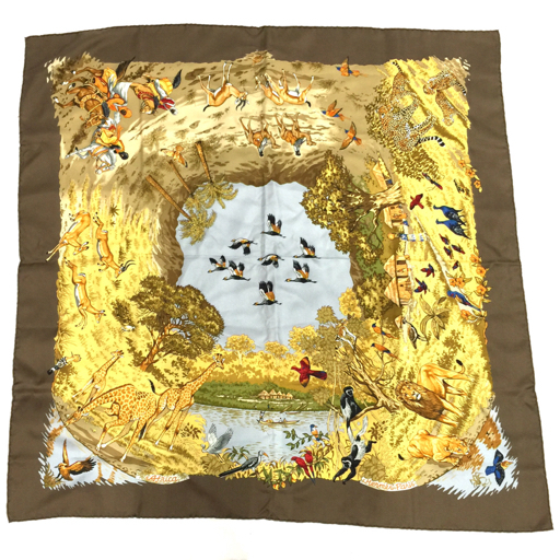 美品 エルメス シルクスカーフ カレ90 アフリカ Africa ジャングル-