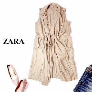 ☆☆ 美品 ザラ ZARA TRF OUTERWEAR ☆☆ 大人可愛い ノーボタン ノースリーブ 羽織り トレンチ S 春 夏 22B09