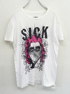 STDIO GN　SICK　ビッグイラスト　半袖Tシャツ　メンズ　Mサイズ　DALUC　ホワイト　ヒップホップ　ストリート　古着