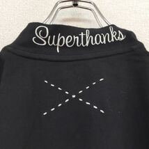 【美品】　SUPERTHANKS　スーパーサンクス　半袖ポロシャツ　ブラック　刺繍ロゴ　メンズ　Mサイズ_画像3