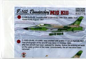 1/72 Print Scaleプリントスケールデカール　72-096　F-105 Thunderchief MiG Kill