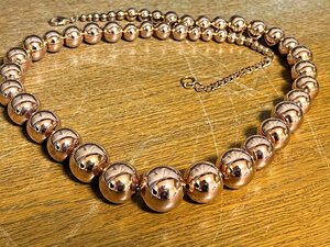 Art hand Auction Already the last one left, extra large 20mm beads, no brand, handmade, copper, red copper, round beads, balls, necklace, rosary, rose gold, red gold color, Men's Accessories, necklace, Silver