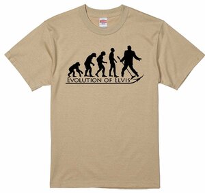 進化 evolution Tシャツ ライトベージュ くすみカラー ロックンロール ロカビリー 新品 エルビス プレスリー？オールディーズ ロック 1950'