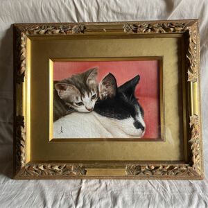 Art hand Auction 유화 고양이 거실 그림 입구 그림 동물 그림, 그림, 오일 페인팅, 동물 그림