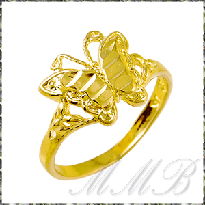 [RING] 24K Gold Plated Butterfly ビューティフル バタフライ (蝶々) デザイン ゴールド リング 11号 (2g) 【送料無料】