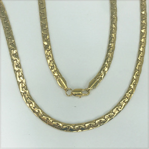 [NECKLACE] 18K Gold Filled オーバル フラット スエッジ アズキ リンク チェーン ゴールド ネックレス 4.8x600mm (28g) 【送料無料】