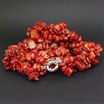 [NECKLACE] Natural Red Sea Coral Chip ナチュラル 赤珊瑚 イレギュラー チップ 螺旋 チョーカー ショート ネックレス 42cm 【送料無料】_画像4
