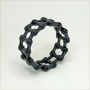 [RING] Black Mechanical Motorcycle Bicycle Chain ブラック メカニカル バイク チェーン デザイン ステンレス リング 18号 【送料無料】