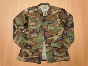 90s US ARMY ウッドランドカモ 迷彩 コンバットジャケット M-L 古着 米軍実物★即決★a 