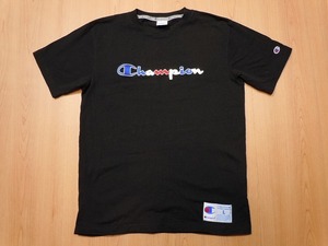 Champion チャンピオン 半袖Tシャツ アクションスタイル 刺繍ロゴ クルーネック C3-R305 メンズ 黒 ブラック L 古着 即決★c