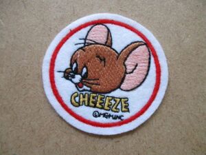 80s ジェリー CHEEEZE MGM INC刺繍ワッペン/AチーズTom＆Jerryトム ネズミpatchesカートゥーンねずみギャグ鼠TVアニメ キャラクター S80