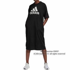  new goods tag attaching Adidas adidas lady's short sleeves badge ob sport long T-shirt One-piece FR5112 IPB07 black S size black prompt decision 