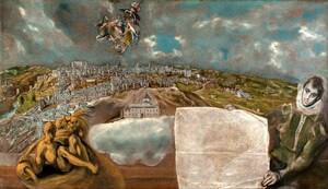 Art hand Auction New El Greco Scenery and Map of Toledo special technique high-quality printed painting, wooden frame, 3 major features including photocatalytic processing, special price 1980 yen (shipping included) Buy it now, artwork, painting, others