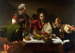 Art hand Auction New Caravaggio The Supper at Emmaus special technique high quality printed painting, wooden frame, 3 major features including photocatalytic processing, special price 1980 yen (shipping included) Buy it now, artwork, painting, others