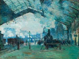 Art hand Auction New Monet's Saint-Lasalle Station special technique high-quality print in wooden frame with three major features including photocatalytic processing Special price 1980 yen (shipping included) Buy it now, Artwork, Painting, others