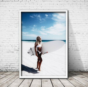  art poster 285 surfing surfer beautiful woman * picture frame attaching interior poster A4 size * pop art wellcome poster 