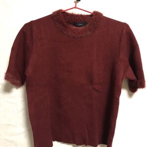 アベイル ニット 半袖 レッド ragout ボルドー L