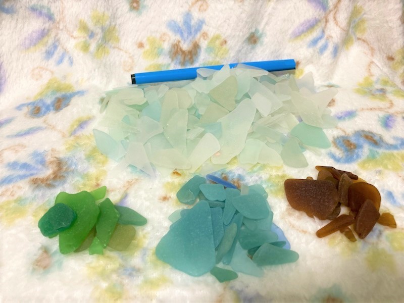 ★Sea glass, on the coast of the San'in region, 330g, pale blue and green, etc.★, handmade works, interior, miscellaneous goods, ornament, object