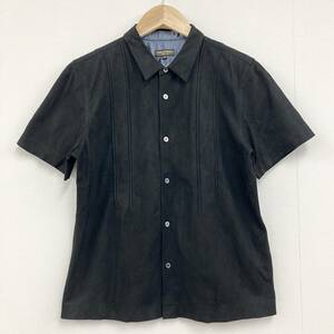 1999SS フリル期 コムデギャルソンオムプリュス 90s vintage 特殊 半袖 シャツ 黒 Mサイズ HOMME PLUS フェイクレザー archive 2070354