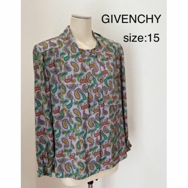 ジバンシー GIVENCHY シャツ 長袖 グレー ペイズリー レトロ 15 柄