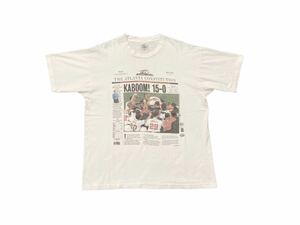 96s USA製 MLB アトランタ ブレーブス 優勝 記念 ニュースペーパー Tシャツ ビンテージ USA 90s ATLANTA BRAVES メジャーリーグ