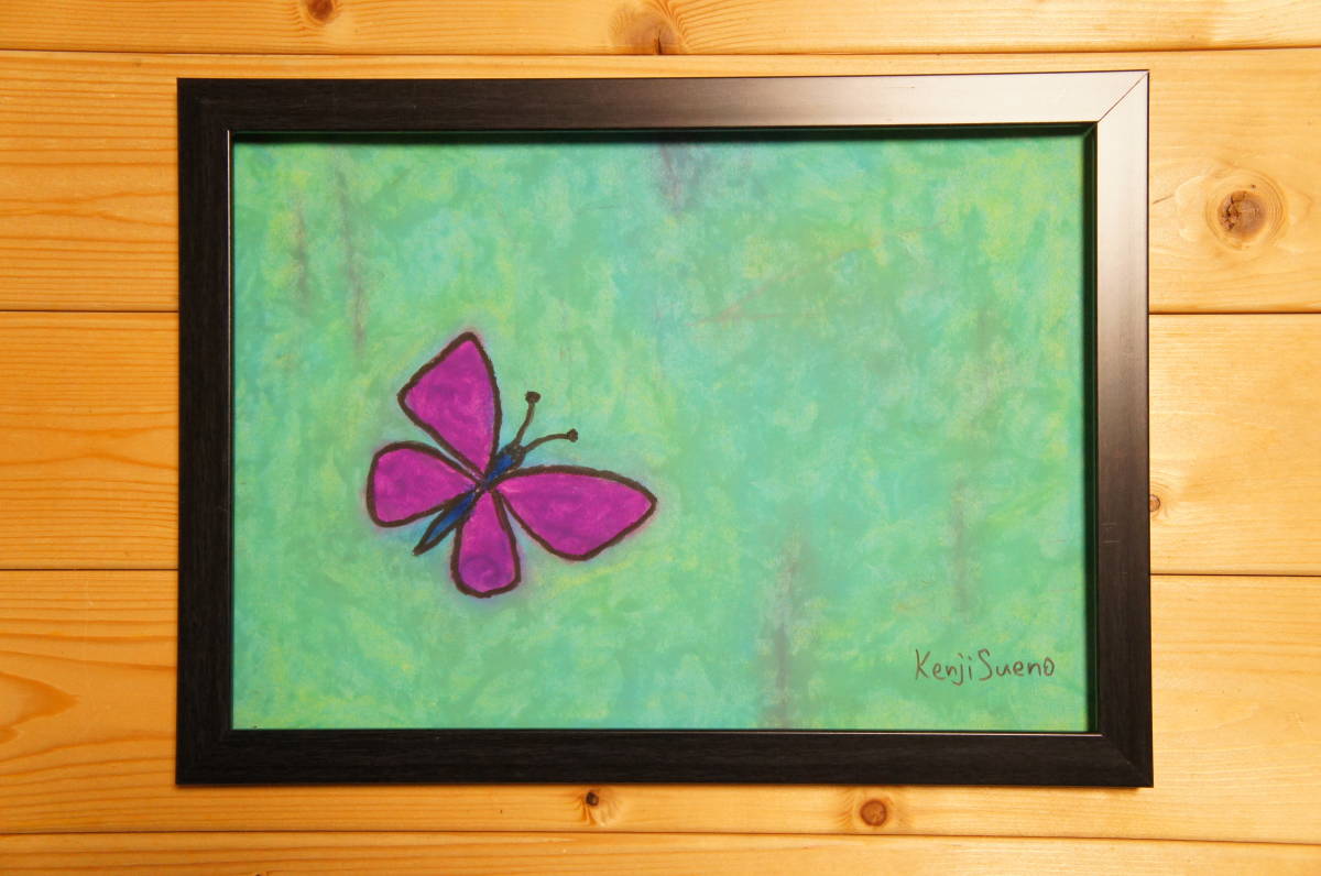 [Butterfly] Hand-painted handwritten crayon drawing painting 499, Crayon painting, oil pastel painting, original artm, butterfly, artwork, painting, pastel painting, crayon drawing