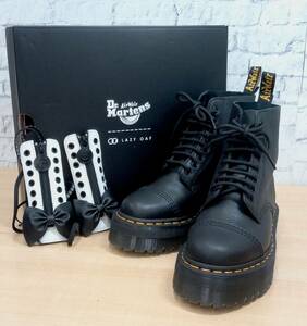 ドクターマーチン Dr.Martens×LAZY OAF SINCLAIR LO ハッピー サッドフェイス付き 8ホールブーツ AW006 ブラック UK5(23.5cm)