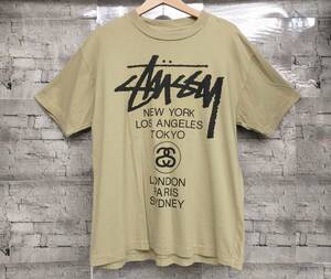 STUSSY ステューシー 半袖Tシャツ ワールドツアー サイズXS カーキ 店舗受取可