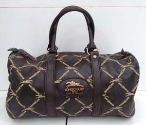 LONGCHAMP Long Champ Boston bag travel case dark brown series total pattern original leather 