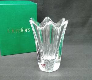 Orrefors オレフォス 花瓶 クリスタル フラワーベース 高さ約15cm