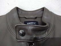 EMMETI シングルライダース ラムレザージャケット メンズ サイズ48 羊革 本革 ダークブラウン イタリア製_画像5