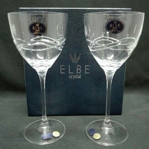 ELBE ワイングラス 2客セット ペア crystal 12B67 15301/250/2P 箱付きの画像1