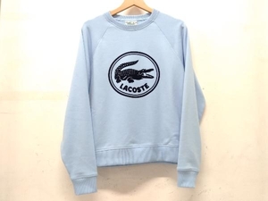 【美品】LACOSTE SF7072L フロッキークロックプリントスウェットシャツ トレーナー レディース サイズ38 ライトブルー タグあり