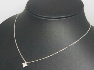 [STAR JEWELRY] Star Jewelry K18WG бриллиант 0.09ct колье примерно 40cm Cross 10 знак . бренд аксессуары ювелирные изделия б/у 