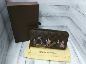 【LOUIS VUITTON】 ルイヴィトン ダミエ CA3161 イリュストレシルクスクリーンプリント 財布 長財布 汚れ有り 角スレ有り 箱付き 中古