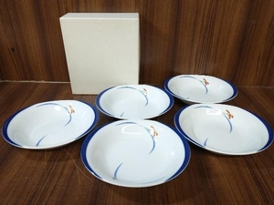 香蘭社 オーキッドレース 5枚セット 楕円深皿 1005-JVK