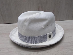 Borsalino/ボルサリーノ 中折れハット ソフト帽 カジュアル 春夏 ホワイト×ストライプベルト サイズ56cm 日本製