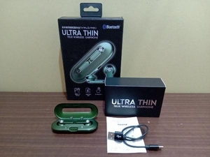 動作確認済 ULTRA THIN ワイヤレスイヤホン 世界最薄最軽量 CARD20-GR FUGU グリーン