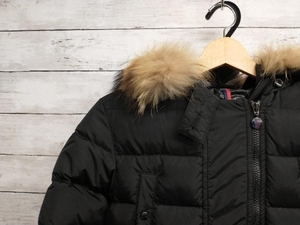 MONCLER／MEL／45321／ブラック／フードファー付ダウンジャケット／無地／Sサイズ／レディース／モンクレール／サイズ00