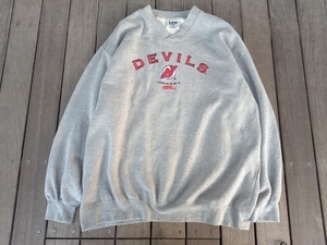 90s 古着LEE SPORT DEVILS刺繍スウェットトレーナー スウェット XL NHL リー スポーツ 店舗受取可