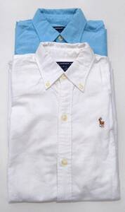 RALPH LAUREN Ralph Lauren short sleeves shirt light blue light blue white 2 point set size XS cotton 100%