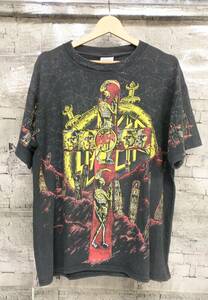 90s ヴィンテージ WILD OATS 'SLAYER' vintage スレイヤー 半袖tシャツ ブラック 炭黒 コットン サイズL USA製 1991コピーライト スカル