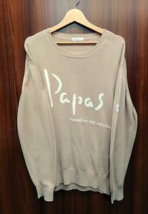 【お値下げしました】 Papas / パパス D0422KSW04 MANIERE DE HEMING 長袖 ニット コットン ベージュ